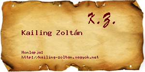 Kailing Zoltán névjegykártya
